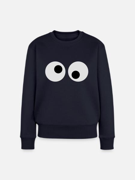 Große Augen - Frauen Premium Bio Pullover - Navy