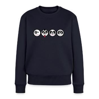 Smiley Kiss Icons (horizontal) 3c - Frauen Premium Bio Pullover - Navy - Vorne - Julia (174cm)