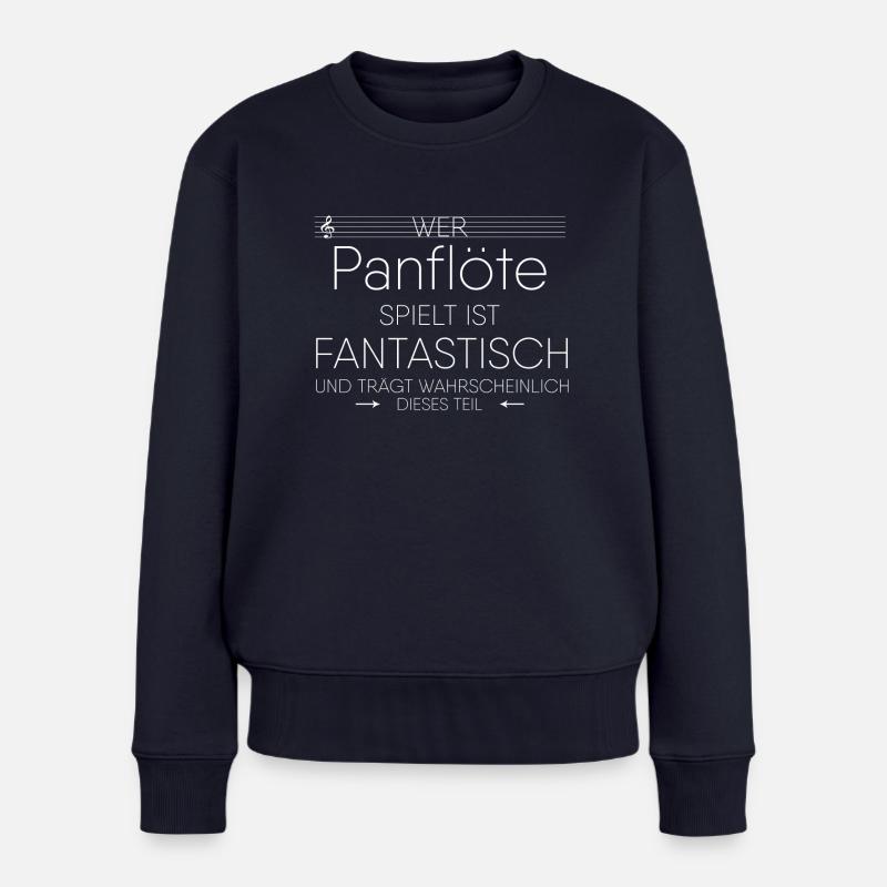 Panflöte Instrument Geschenk - Frauen Premium Bio Pullover - Navy