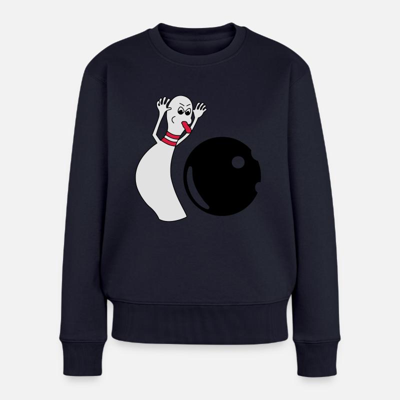 Bowling Pin - Frauen Premium Bio Pullover - Navy