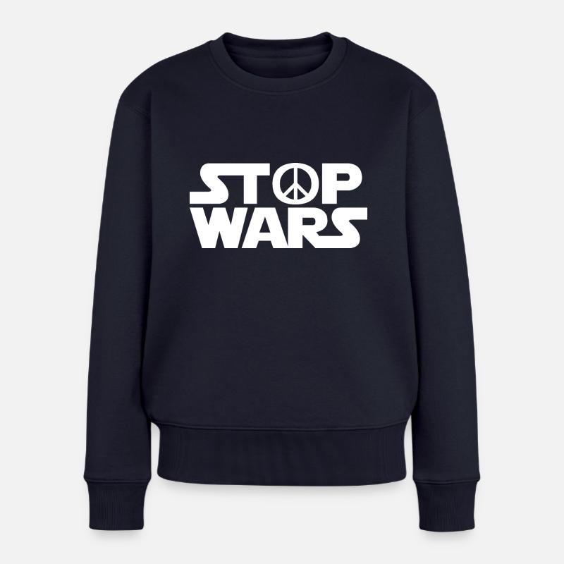Peace / Stop wars / Geschenkidee - Frauen Premium Bio Pullover - Navy
