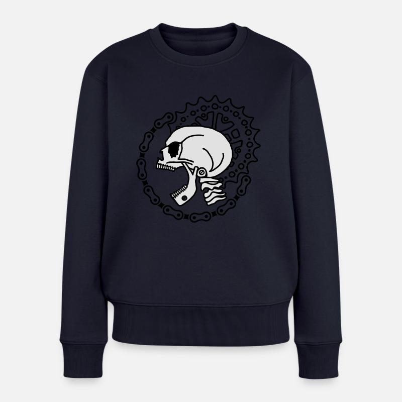Skull Chain Punk-2c - Frauen Premium Bio Pullover - Navy