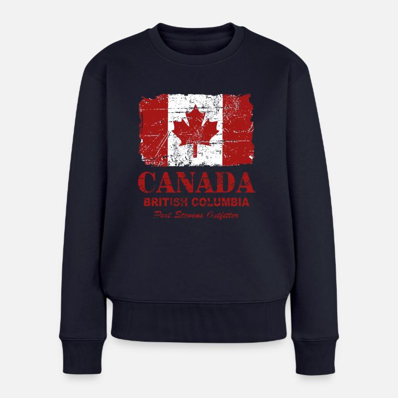Canada Flag - Vintage Look - Frauen Premium Bio Pullover - Navy
