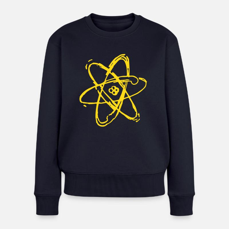 atom gelb - Frauen Premium Bio Pullover - Navy