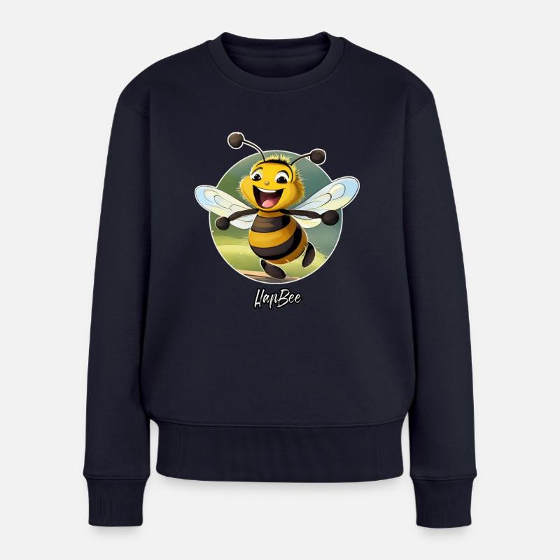 Jeu de mots expression ambiguë - HapBee Happy Bee - Pull Premium bio Femme - bleu marine