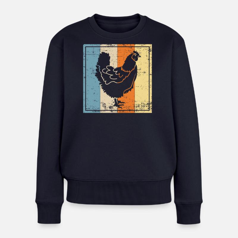 Huhn - Frauen Premium Bio Pullover - Navy