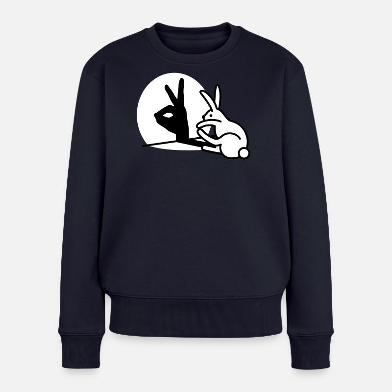 Funny Rabbit Hand Shadow Projection Rabbit - Women's Premium Organic Jumper - navy