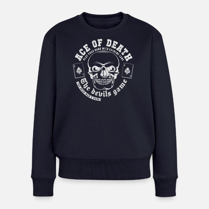 As de la mort blanc - Pull Premium bio Femme - bleu marine
