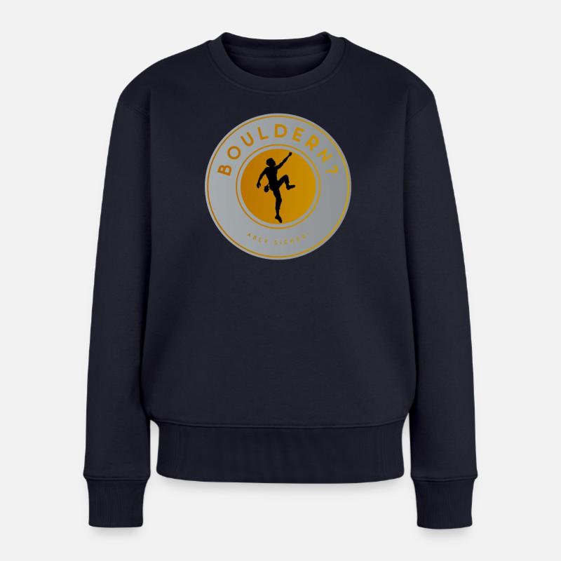 Bouldern: Kletter-Silhouette, Boulder-King - Frauen Premium Bio Pullover - Navy
