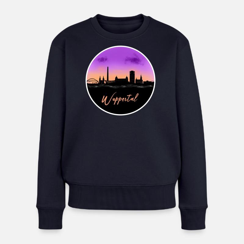 Wuppertal Fine Skyline - Frauen Premium Bio Pullover - Navy
