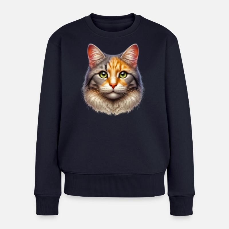Katze - Frauen Premium Bio Pullover - Navy