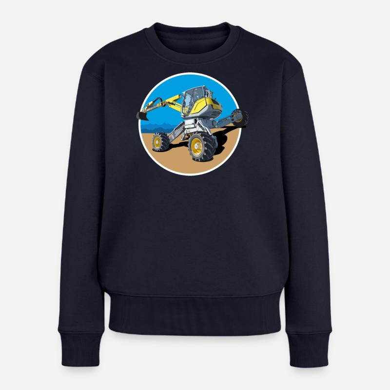 Er baggert dort wo andere Bagger niemals hinkommen - Frauen Premium Bio Pullover - Navy