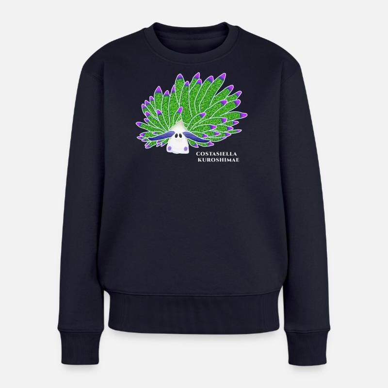 Blatt-Schaf-Schnecke, Zeichnung - Frauen Premium Bio Pullover - Navy