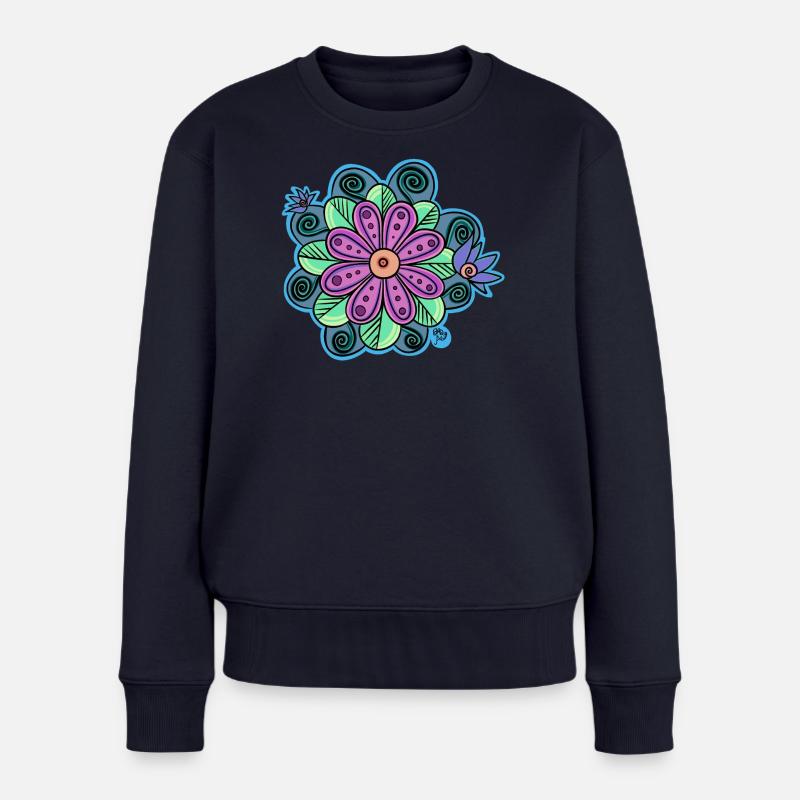Blume - Frauen Premium Bio Pullover - Navy
