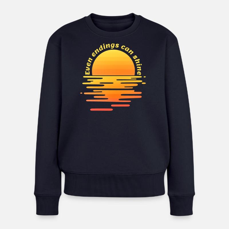 Sonnenuntergang - Even endings can shine - Frauen Premium Bio Pullover - Navy