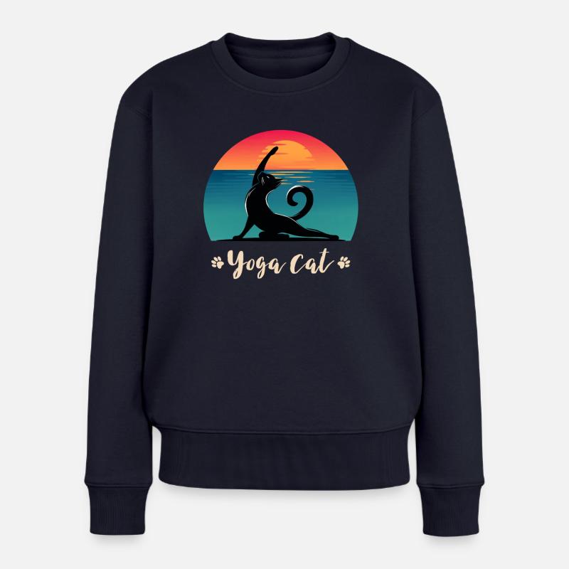 Chat de yoga - Pull Premium bio Femme - bleu marine