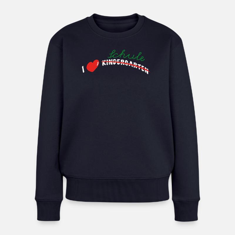 I love Schule - Frauen Premium Bio Pullover - Navy