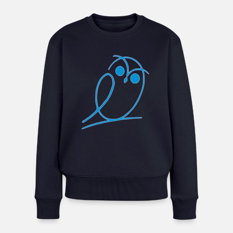 Eule - Frauen Premium Bio Pullover - Navy