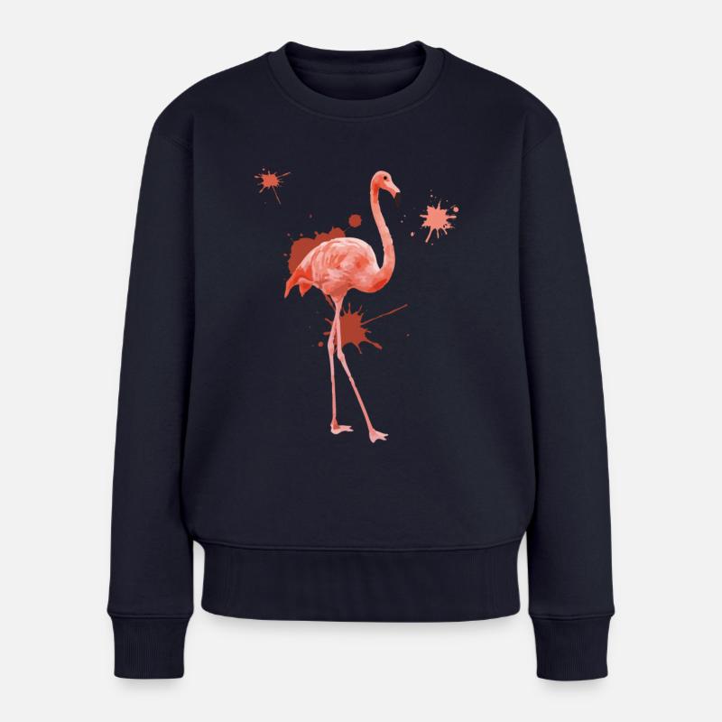 Aquarelle Flamingo - Pull Premium bio Femme - bleu marine