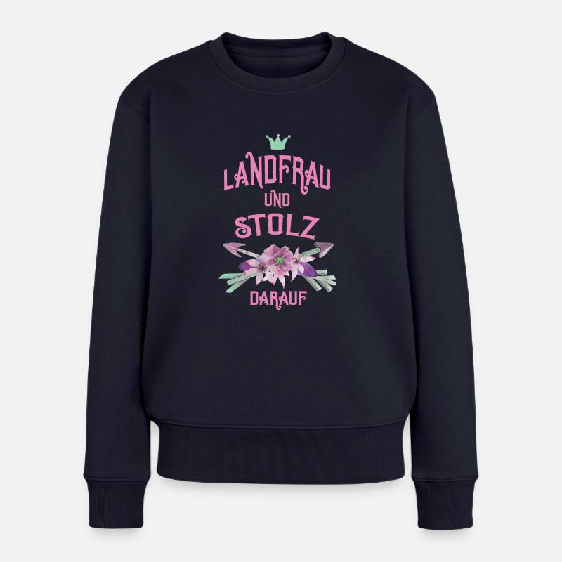 Landfrau und stolz darauf - Frauen Premium Bio Pullover - Navy