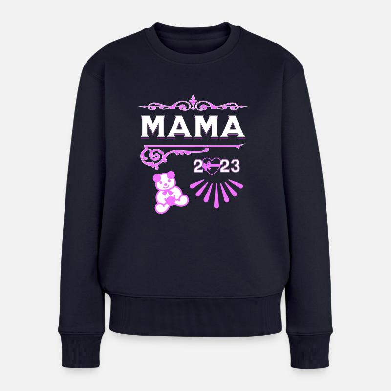 Mama 2023 mit Bär - Frauen Premium Bio Pullover - Navy