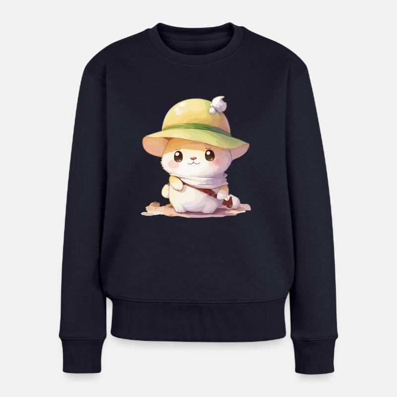 Süßer Hamster mit Hut - Frauen Premium Bio Pullover - Navy