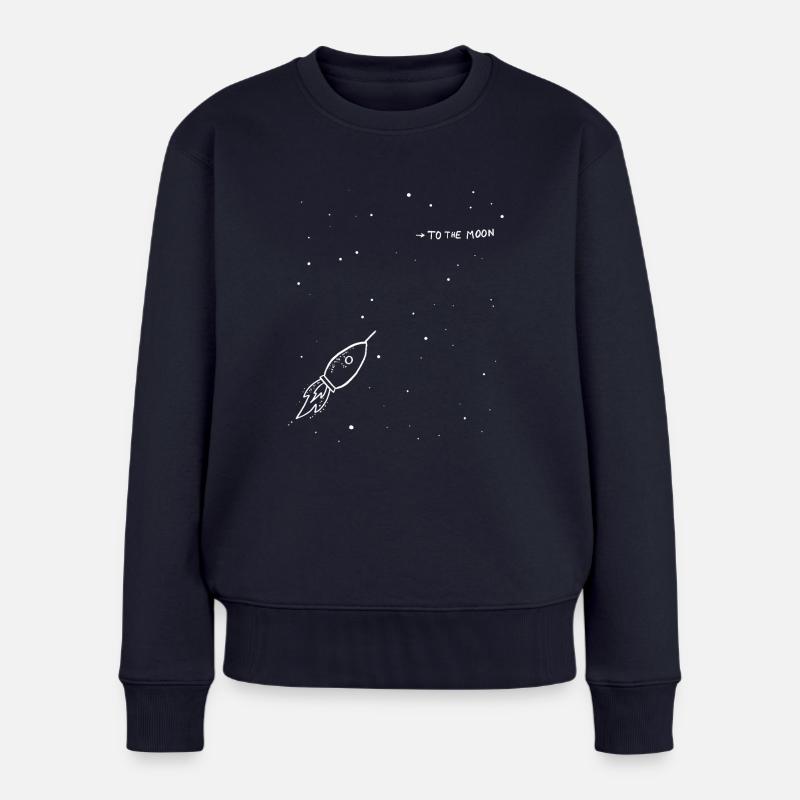 To The Moon And Back | Rakete | Partnerlook - Frauen Premium Bio Pullover - Navy