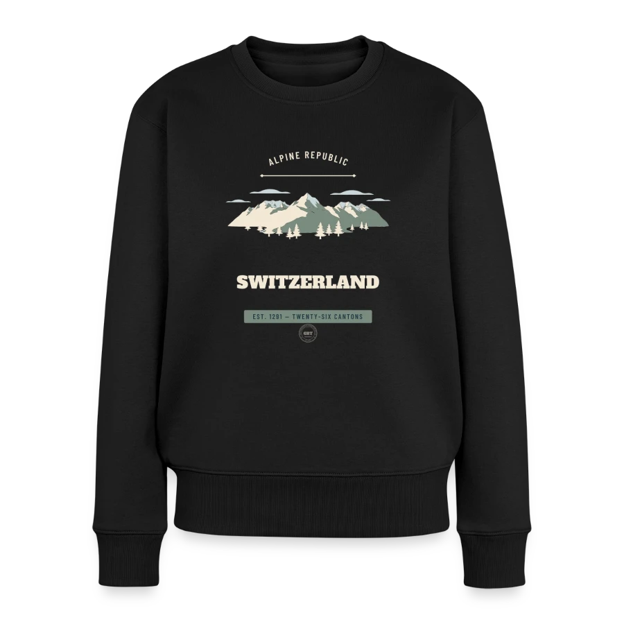 Switzerland badge on a women's premium organic jumper, black