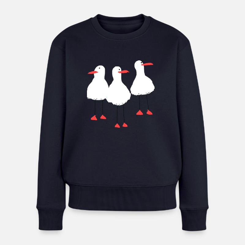 Möwen - Frauen Premium Bio Pullover - Navy