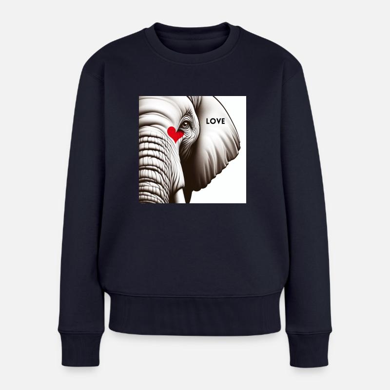Elefant Love - Frauen Premium Bio Pullover - Navy