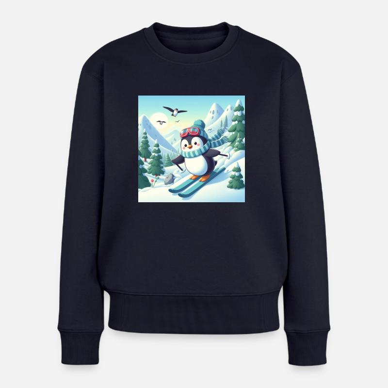 pingouin de ski - Pull Premium bio Femme - bleu marine