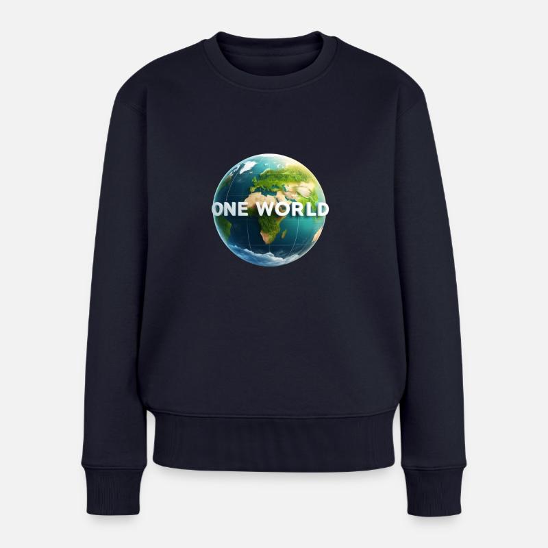 One World 3 - Frauen Premium Bio Pullover - Navy