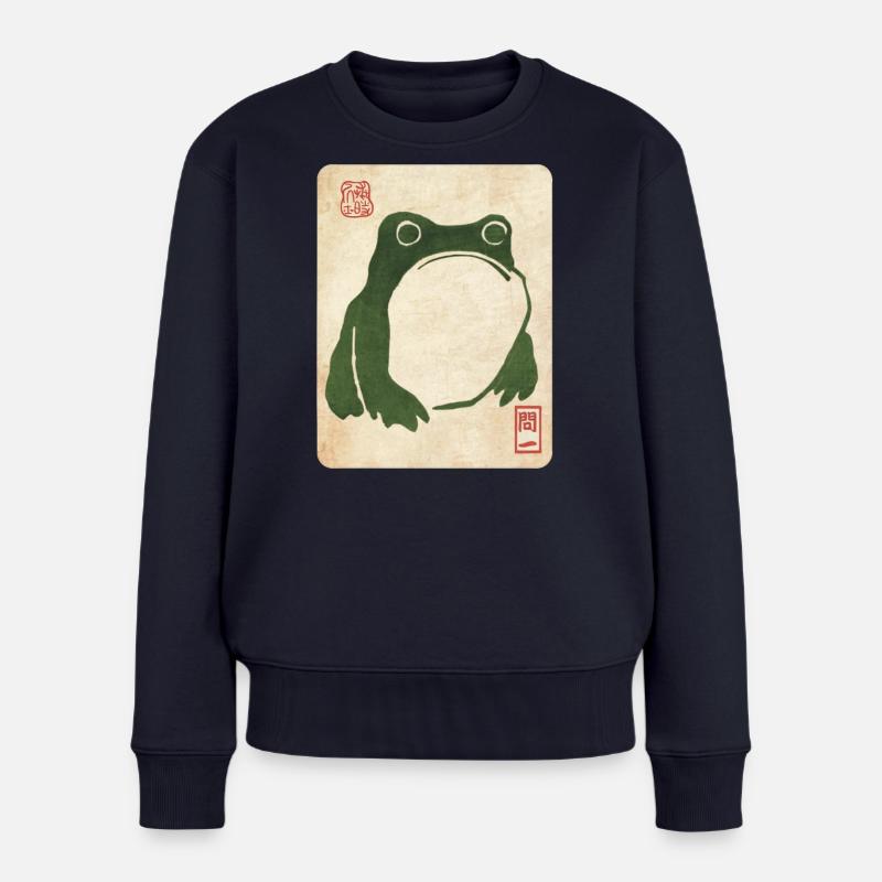 Grumpy Frog (Matsumoto Hoji) - Frauen Premium Bio Pullover - Navy