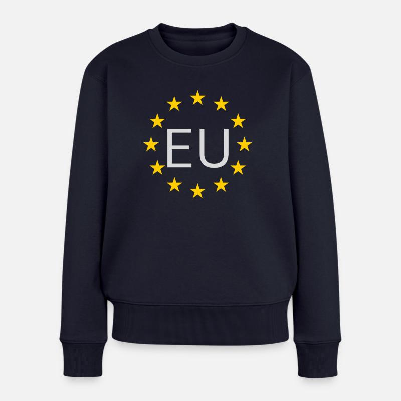EU Sternkreis Grafik - Frauen Premium Bio Pullover - Navy