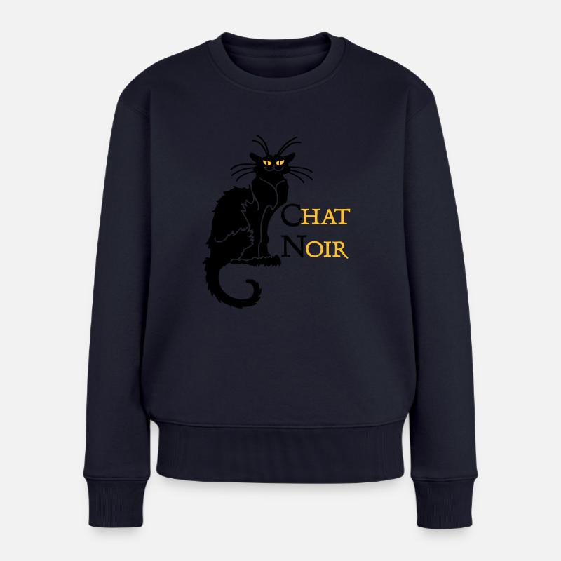 chat noir 'n (text, 2c) - Pull Premium bio Femme - bleu marine