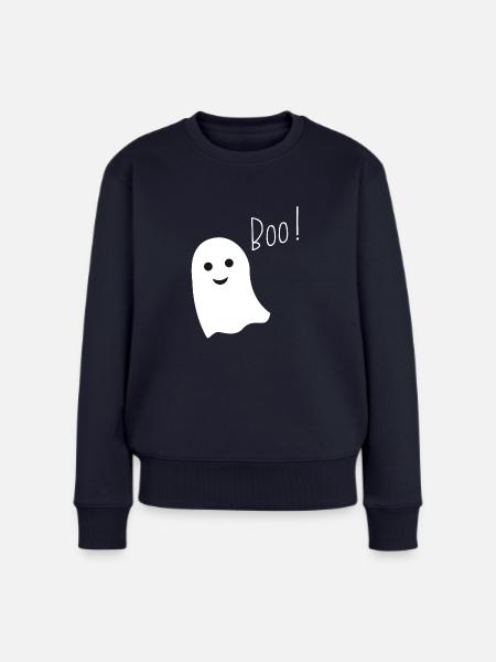 Gespenst boo - Frauen Premium Bio Pullover - Navy