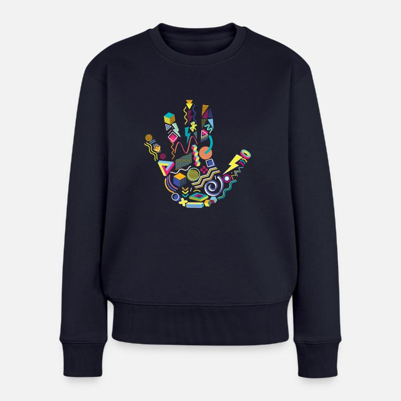Achtziger Hand - Frauen Premium Bio Pullover - Navy