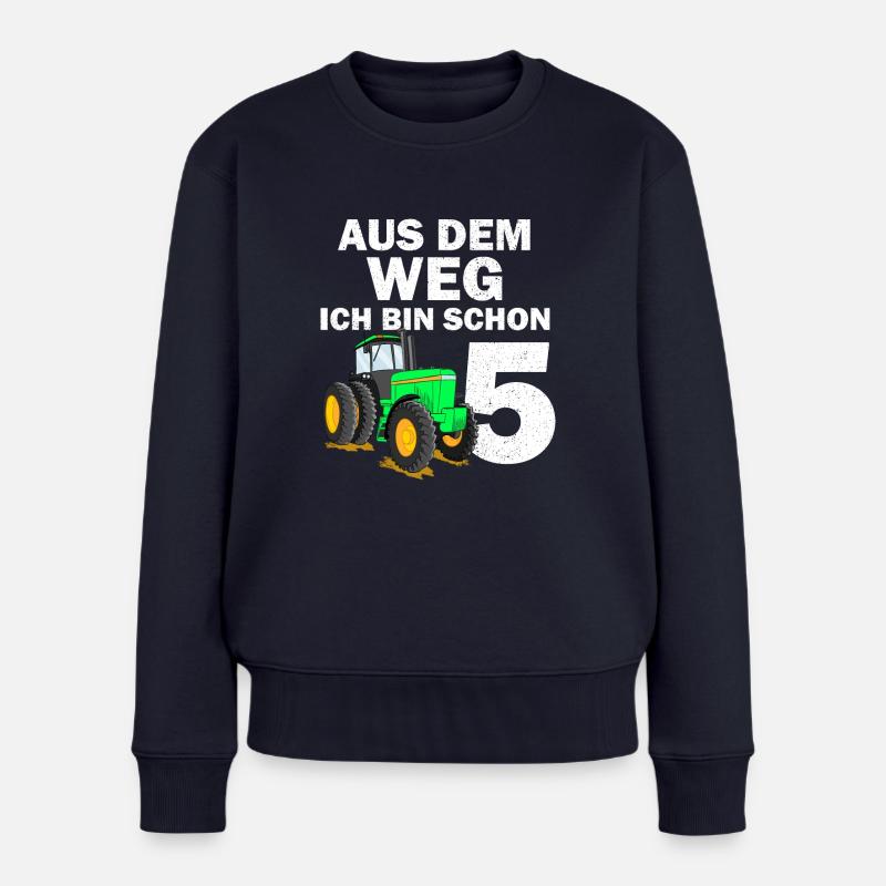 5. Geburtstag Junge Ich bin schon 5 Jahre Traktor - Frauen Premium Bio Pullover - Navy