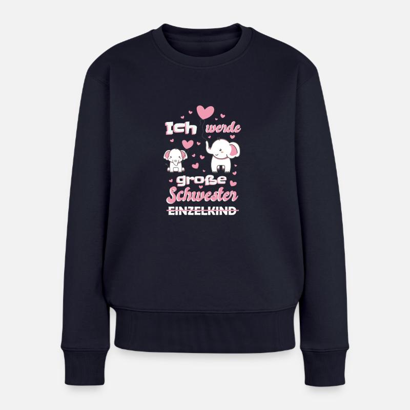 Ich werde große Schwester - Frauen Premium Bio Pullover - Navy