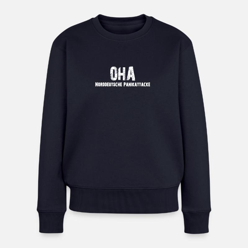 Oha - norddeutsche Panikattacke - Frauen Premium Bio Pullover - Navy