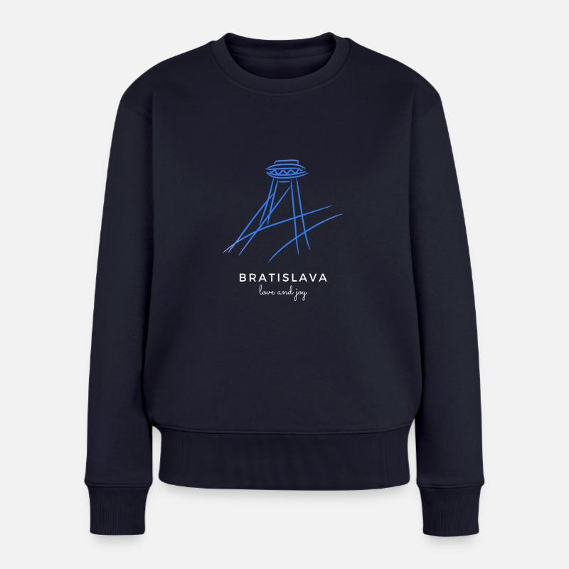 Bratislava Slovakia Slowakei Slovensko UFO - Frauen Premium Bio Pullover - Navy