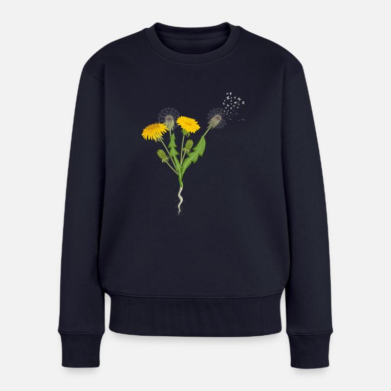 Löwenzahn Pusteblumen Schmetterlinge - Frauen Premium Bio Pullover - Navy