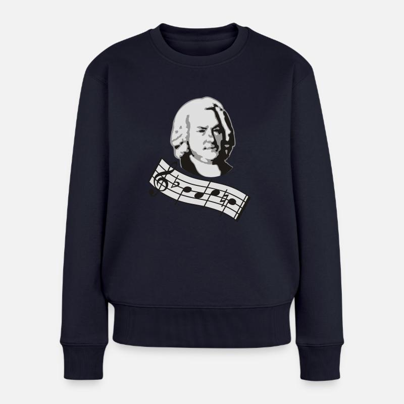 bach noten 3col vers2 - Frauen Premium Bio Pullover - Navy