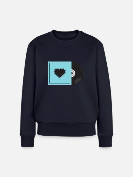 Schallplatte - Frauen Premium Bio Pullover - Navy