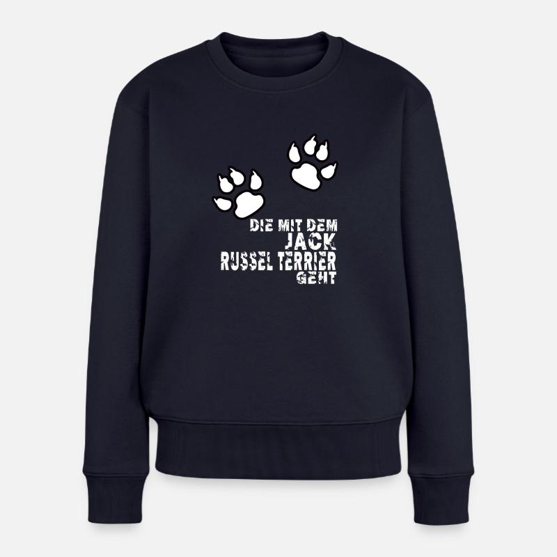 die mit dem jack russel terrier geht shirt - Frauen Premium Bio Pullover - Navy