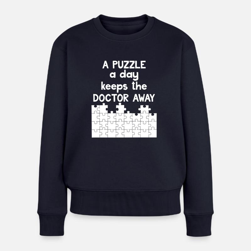 Jigsaw Puzzle - Puzzlen - Puzzle - Geschenk - Frauen Premium Bio Pullover - Navy