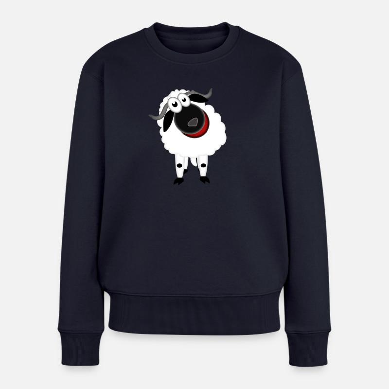 Quinn das lachende schaf - Frauen Premium Bio Pullover - Navy
