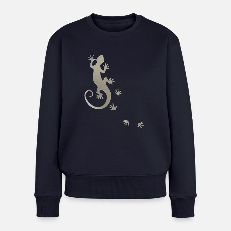 running gecko silver - Frauen Premium Bio Pullover - Navy