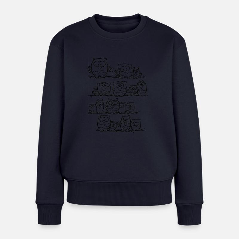 Eulen - Frauen Premium Bio Pullover - Navy