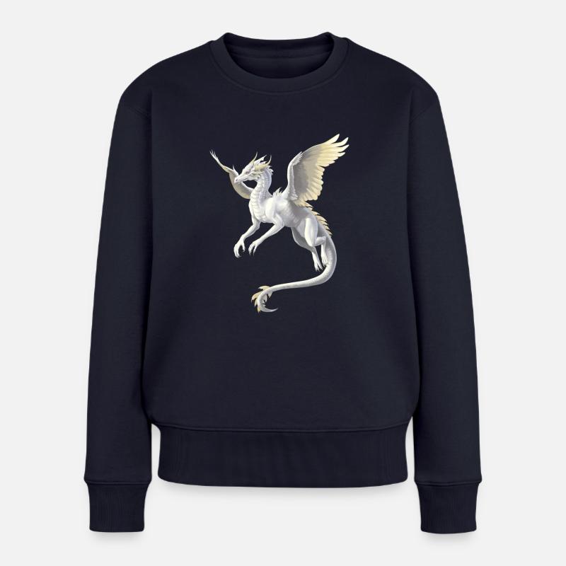 Weißer Drache - Frauen Premium Bio Pullover - Navy